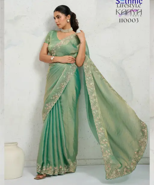 Sethnic Kaaya Verve Chiffon Velvet with Embroidered Saree Collection