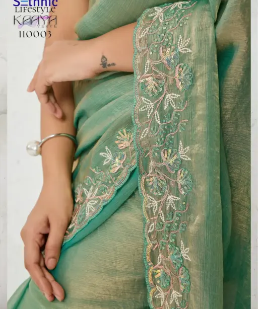 Sethnic Kaaya Verve Chiffon Velvet with Embroidered Saree Collection