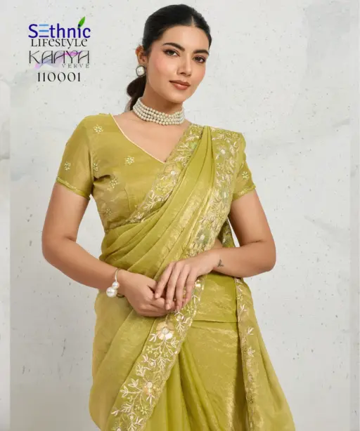 Sethnic Kaaya Verve Chiffon Velvet with Embroidered Saree Collection