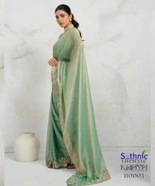 Sethnic Kaaya Verve Chiffon Velvet with Embroidered Saree Collection