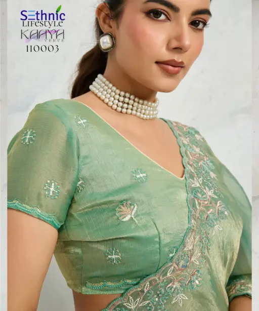 Sethnic Kaaya Verve Chiffon Velvet with Embroidered Saree Collection