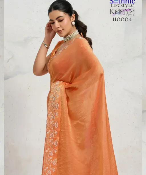 Sethnic Kaaya Verve Chiffon Velvet with Embroidered Saree Collection