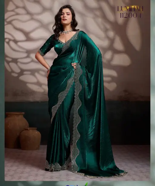 Sethnic Luminah Velvet Satin with Zarkan Border Party Wear Saree Collection