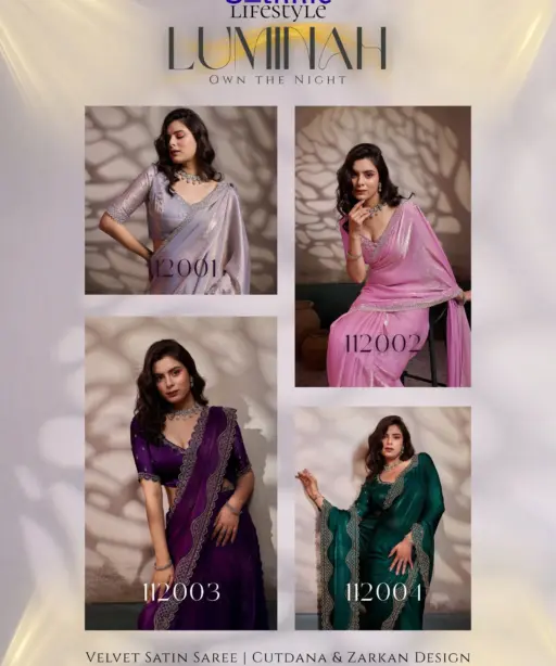 Sethnic Luminah Velvet Satin with Zarkan Border Party Wear Saree Collection