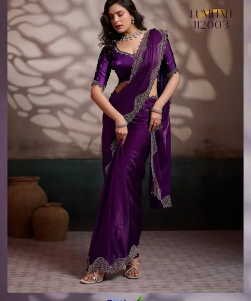 Sethnic Luminah Velvet Satin with Zarkan Border Party Wear Saree Collection