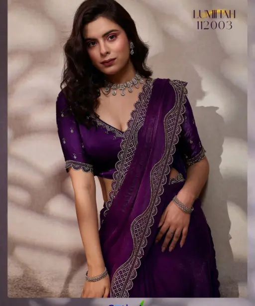 Sethnic Luminah Velvet Satin with Zarkan Border Party Wear Saree Collection