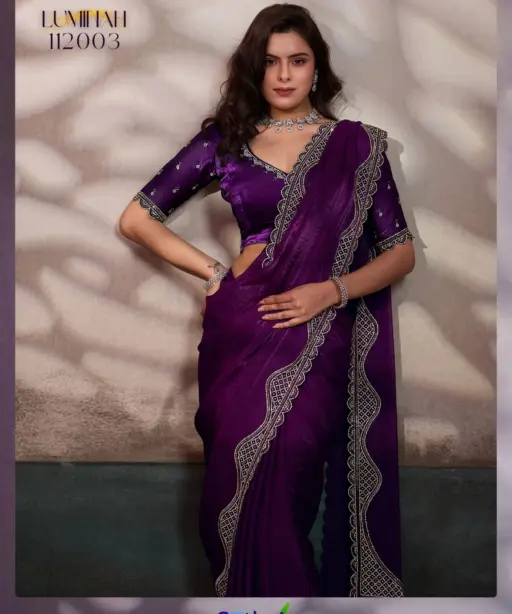 Sethnic Luminah Velvet Satin with Zarkan Border Party Wear Saree Collection
