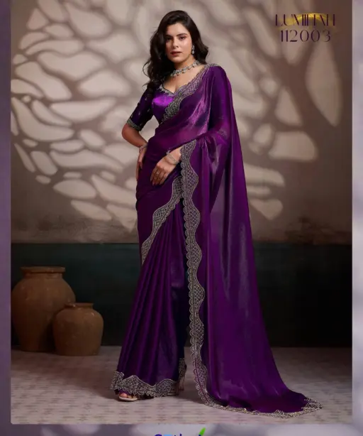 Sethnic Luminah Velvet Satin with Zarkan Border Party Wear Saree Collection