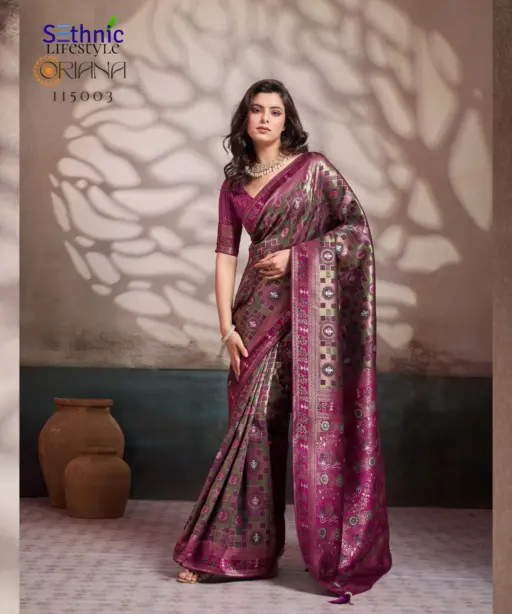 Sethnic Oriana Silk Meenakari Work Traditional Wear Saree Collection