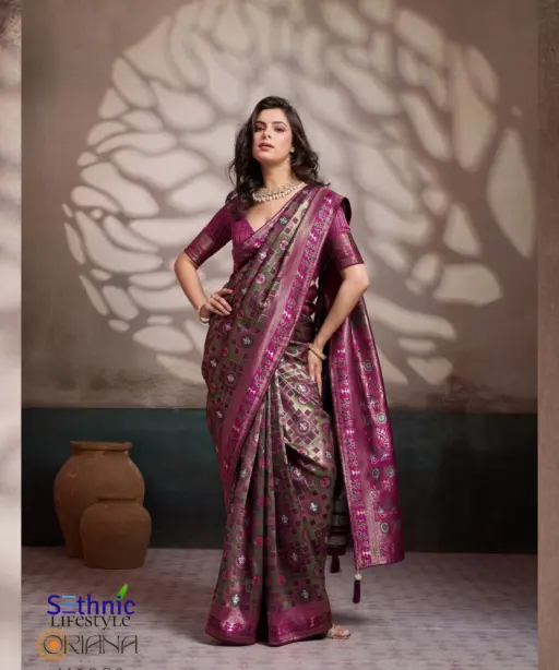 Sethnic Oriana Silk Meenakari Work Traditional Wear Saree Collection
