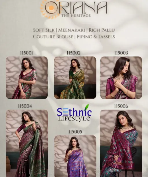 Sethnic Oriana Silk Meenakari Work Traditional Wear Saree Collection
