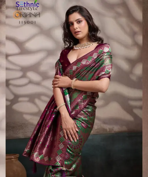 Sethnic Oriana Silk Meenakari Work Traditional Wear Saree Collection