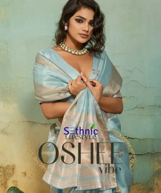 Sethnic Oshee Vibe Tissue Linen Zari Woven Festival Wear Saree Collection
