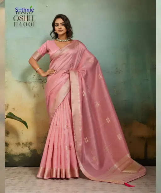 Sethnic Oshee Vibe Tissue Linen Zari Woven Festival Wear Saree Collection