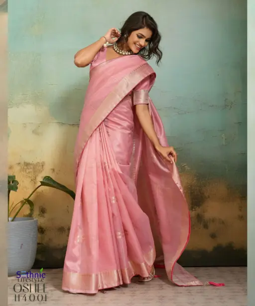 Sethnic Oshee Vibe Tissue Linen Zari Woven Festival Wear Saree Collection