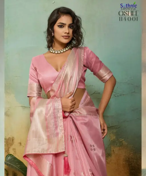 Sethnic Oshee Vibe Tissue Linen Zari Woven Festival Wear Saree Collection