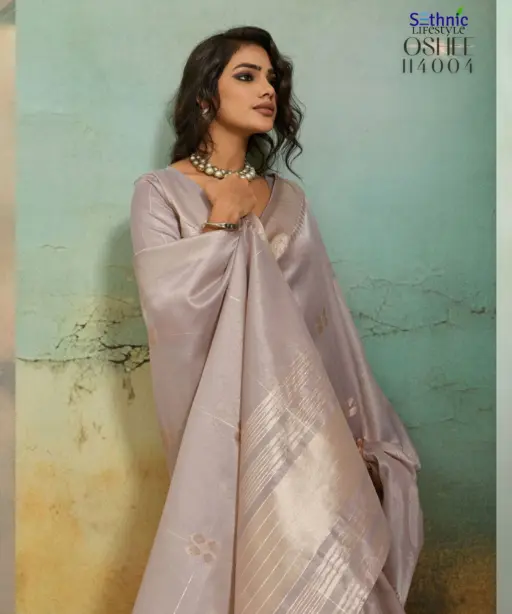 Sethnic Oshee Vibe Tissue Linen Zari Woven Festival Wear Saree Collection