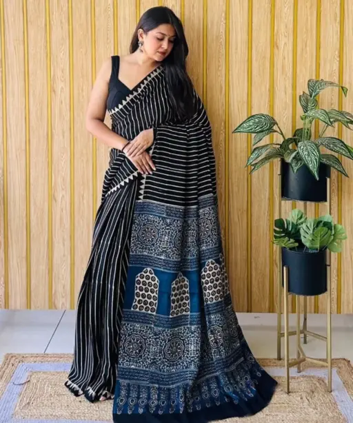 Sf Ajrakh Vol 1 Soft Japan Satin Ajrakh Printed Saree Collection