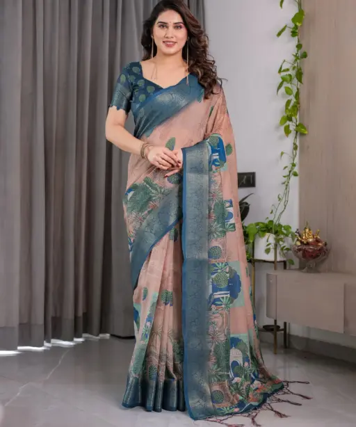 Shc Handloom Vol 1 Linen Floral Printed Saree Collection