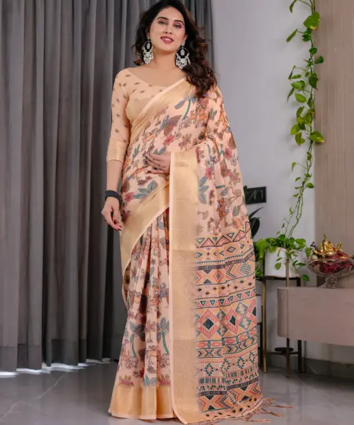 Shc Handloom Vol 1 Linen Floral Printed Saree Collection