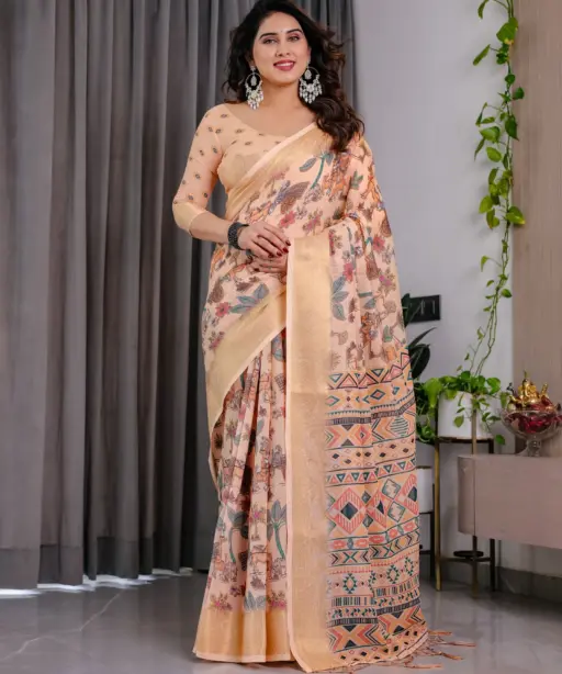 Shc Handloom Vol 1 Linen Floral Printed Saree Collection