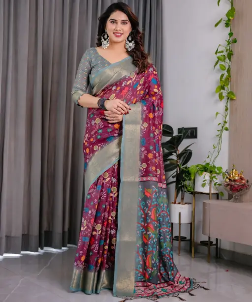 Shc Handloom Vol 1 Linen Floral Printed Saree Collection