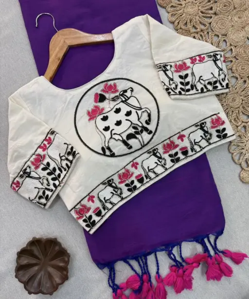 Shree Nath Vol 1 Khadi Cotton Saree Blouse with Handwork Collection