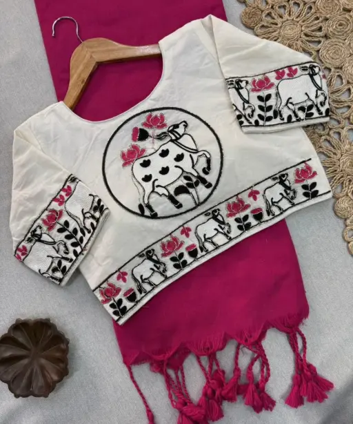 Shree Nath Vol 1 Khadi Cotton Saree Blouse with Handwork Collection