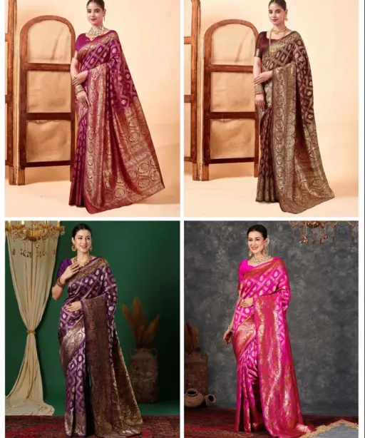 Sm 9017 Gajri Silk Woven Work Saree Collection