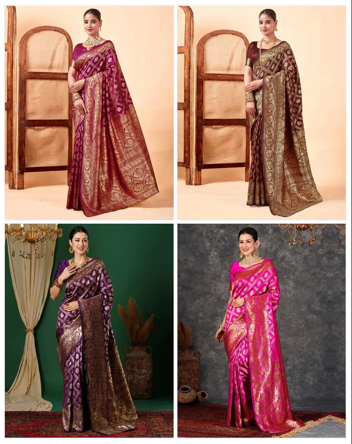 Sm 9017 Gajri Silk Woven Work Saree Collection