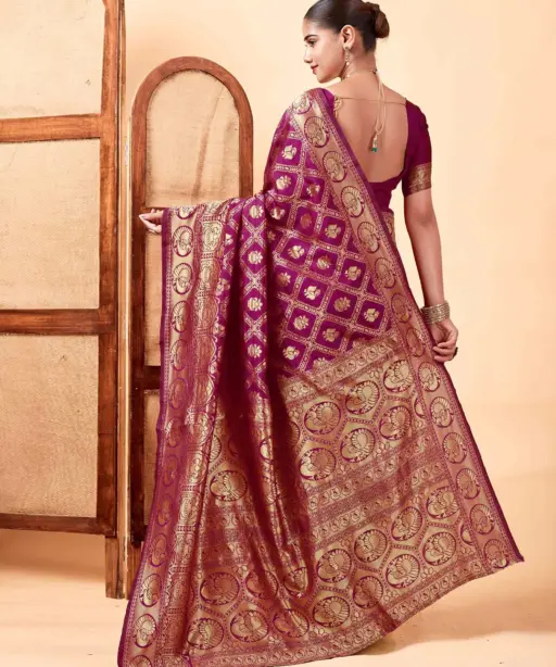 Sm 9017 Gajri Silk Woven Work Saree Collection