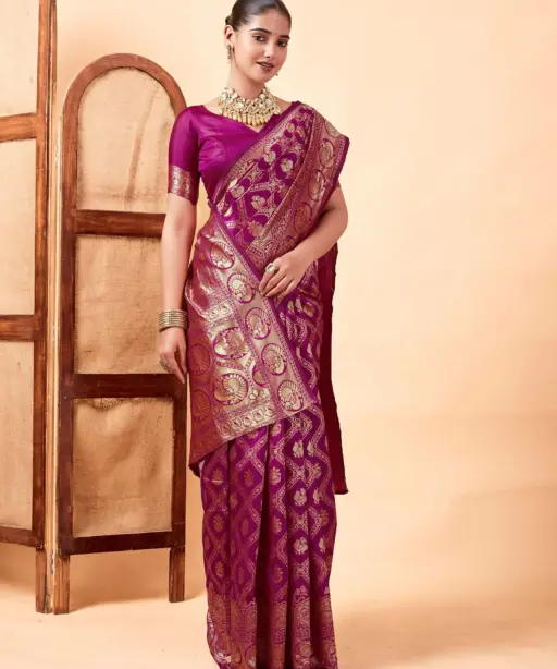 Sm 9017 Gajri Silk Woven Work Saree Collection