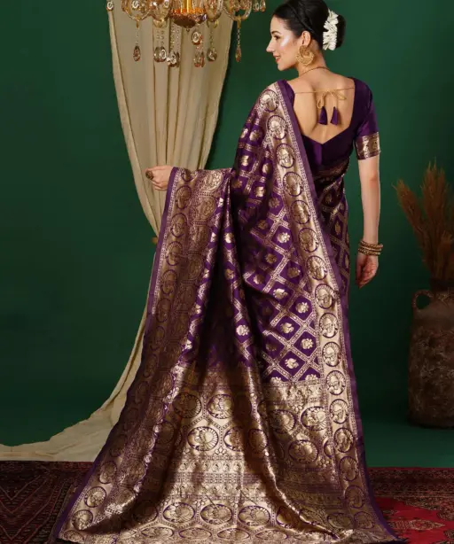 Sm 9017 Gajri Silk Woven Work Saree Collection