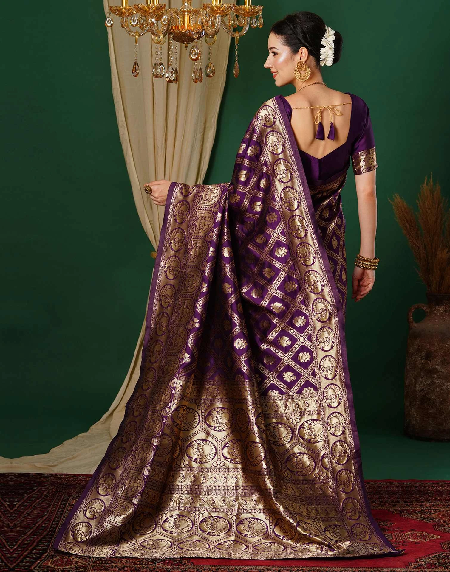 Sm 9017 Gajri Silk Woven Work Saree Collection