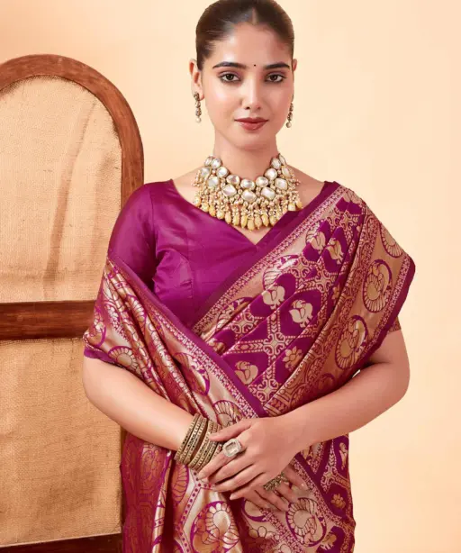 Sm 9017 Gajri Silk Woven Work Saree Collection