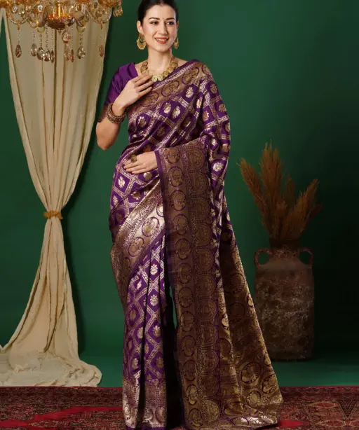 Sm 9017 Gajri Silk Woven Work Saree Collection