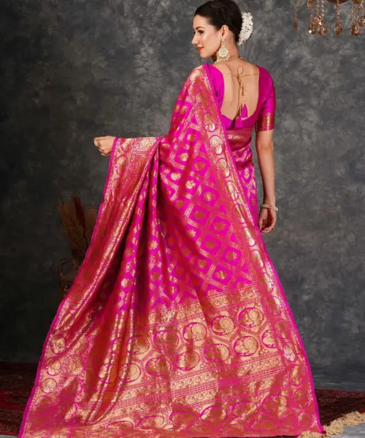 Sm 9017 Gajri Silk Woven Work Saree Collection