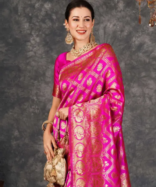 Sm 9017 Gajri Silk Woven Work Saree Collection