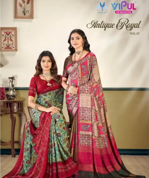 Vipul Antique Royal Vol 27 Silk Printed Traditional Wear Saree Collection