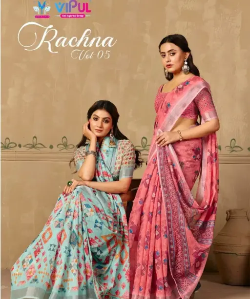 Vipul Rachna Vol 5 Linen Casual Wear Saree Collection