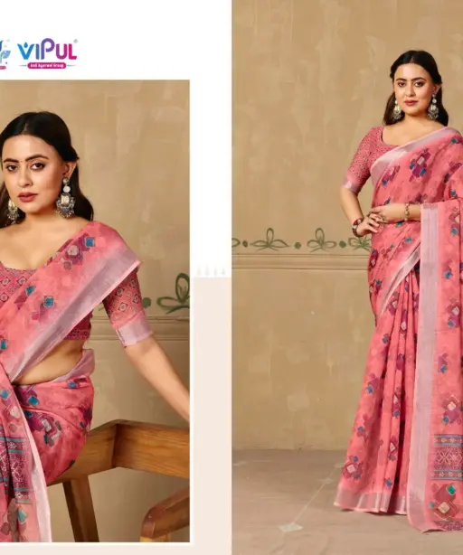 Vipul Rachna Vol 5 Linen Casual Wear Saree Collection