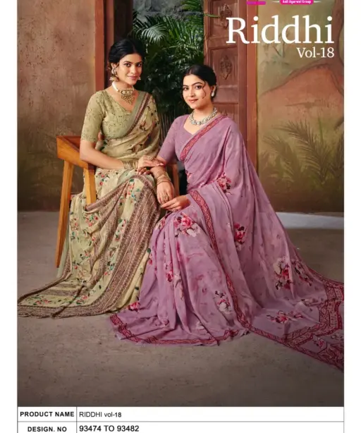 Vipul Riddhi Vol 18 Georgette Digital Print Casual Wear Saree Collection