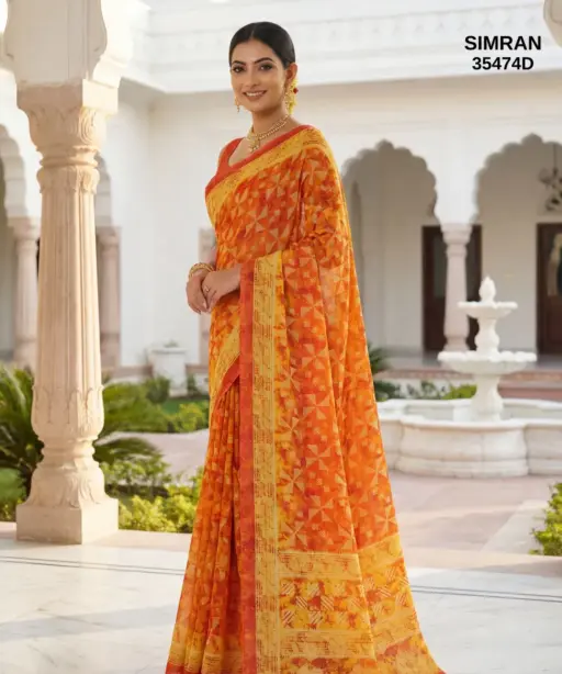 Vipul Simran 35474 a to D Georgette Casual Wear Saree Collection