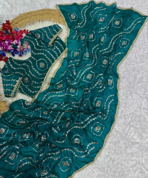 Vt 6092 T Fandy Satin Silk Beautiful Hand Worked Saree Collection