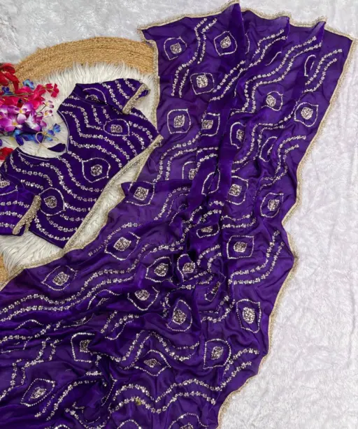 Vt 6092 T Fandy Satin Silk Beautiful Hand Worked Saree Collection