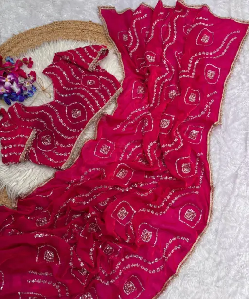 Vt 6092 T Fandy Satin Silk Beautiful Hand Worked Saree Collection