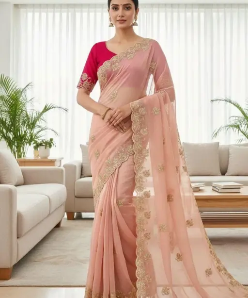 Vt 829 T Moss Chiffon Multi Thread Worked Fancy Saree Collection