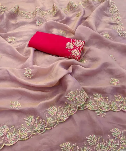 Vt 829 T Moss Chiffon Multi Thread Worked Fancy Saree Collection