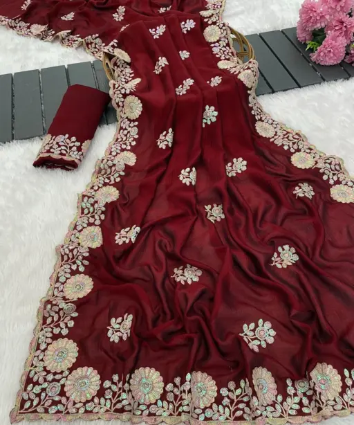 Vt 830 T Vichitra Embroidery Worked Wedding Wear Saree Collection