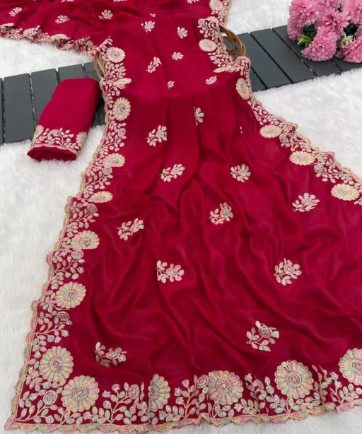 Vt 830 T Vichitra Embroidery Worked Wedding Wear Saree Collection